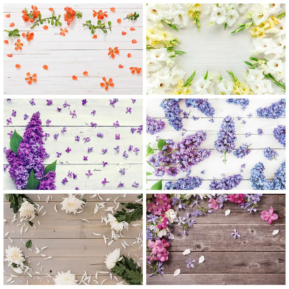 

MOON.QG Floral Wooden Board Backdrop Photography Flower Planks Spring Photozone Background Children Photo Studio Photocall Props