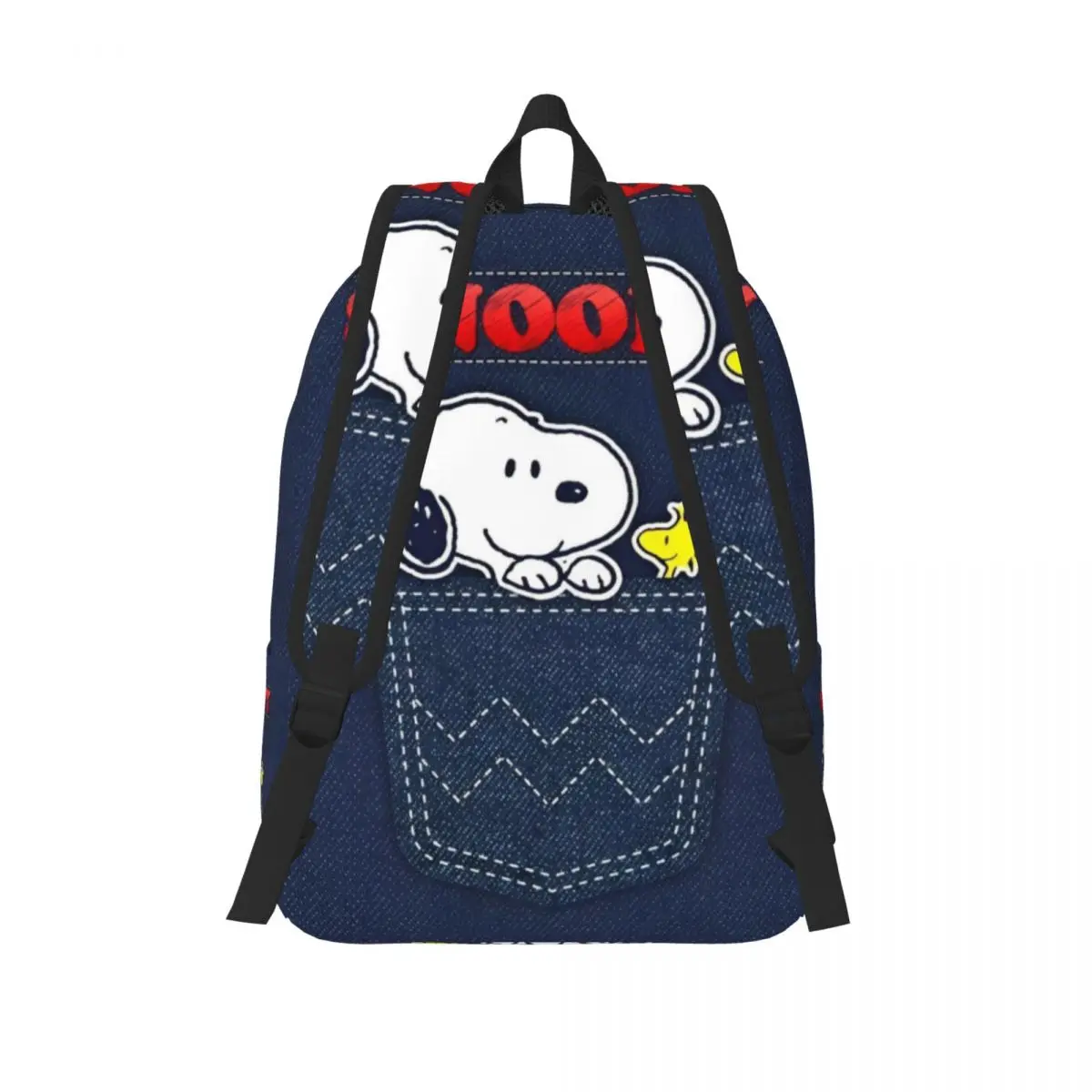 Cute Cartoon Snoopy Classical Backpack Durable Student Hiking Travel Denim Print Daypack for Men Women Laptop Canvas Bags