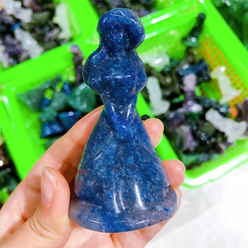 Natural Purple Princess Carving Stones Healing Fengshui Polished Mineral Ornaments Home Decoration 1PCS