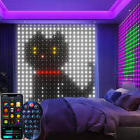 Smart Bluetooth RGB LED String Matrix Display Screens DIY Interesting Animation LED Curtain Advertising Logo Lamp for Room Decor