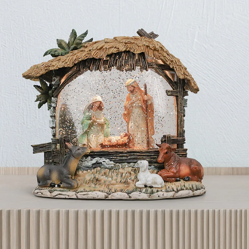 New Year's Gifts Christmas Religious Ornaments Export Holy Family Manger Atmosphere Music Box Scene