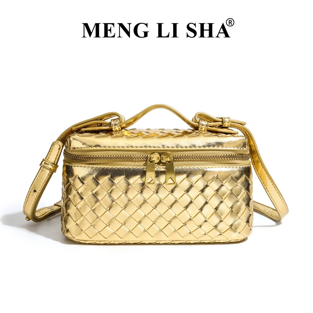 MENGLISHA Box Bag Crossbody Geweven Handtas, Veelzijdige Tote, Lunchbox-stijl, Boston Draagtas, Trendy Kleine Vierkante Schoudertas
