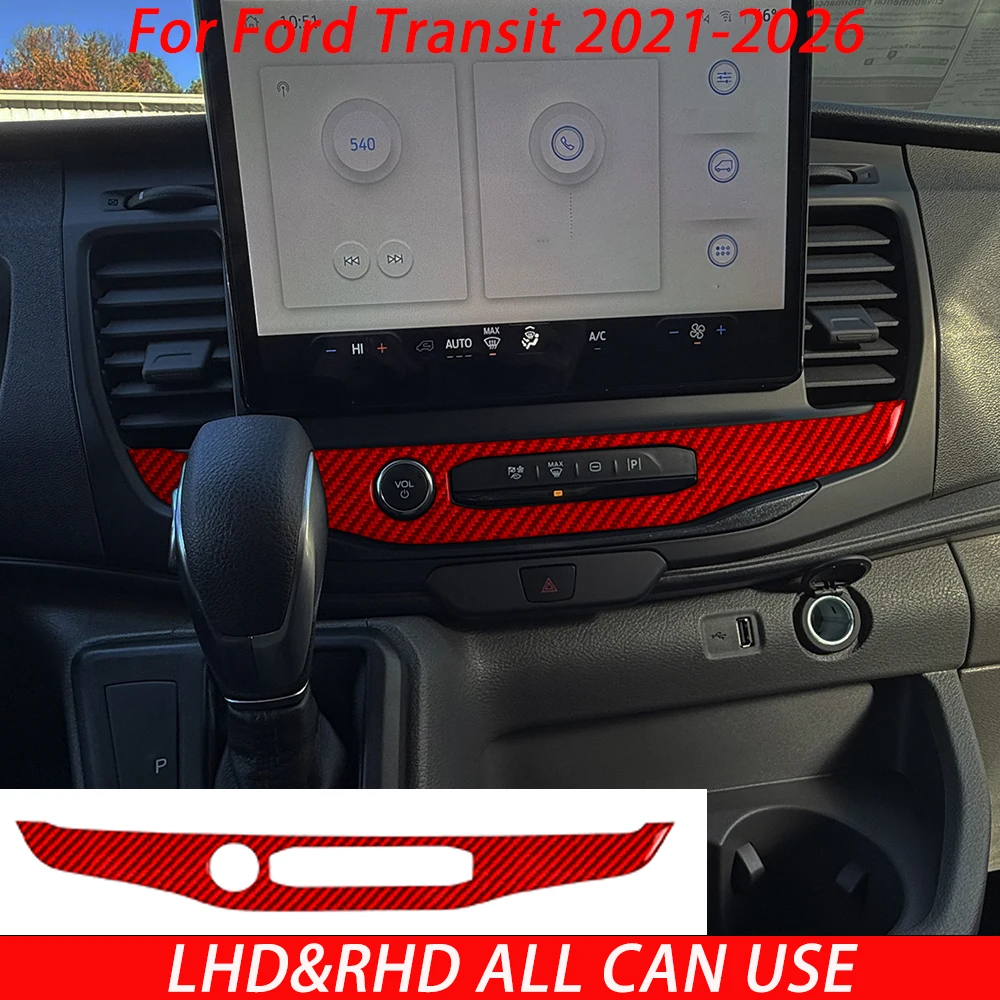 For Ford Transit 2021 2022 2020 2024 2025 2026 Carbon Fiber Multimedia Control Panel Car Interior Modification Trim Sticker