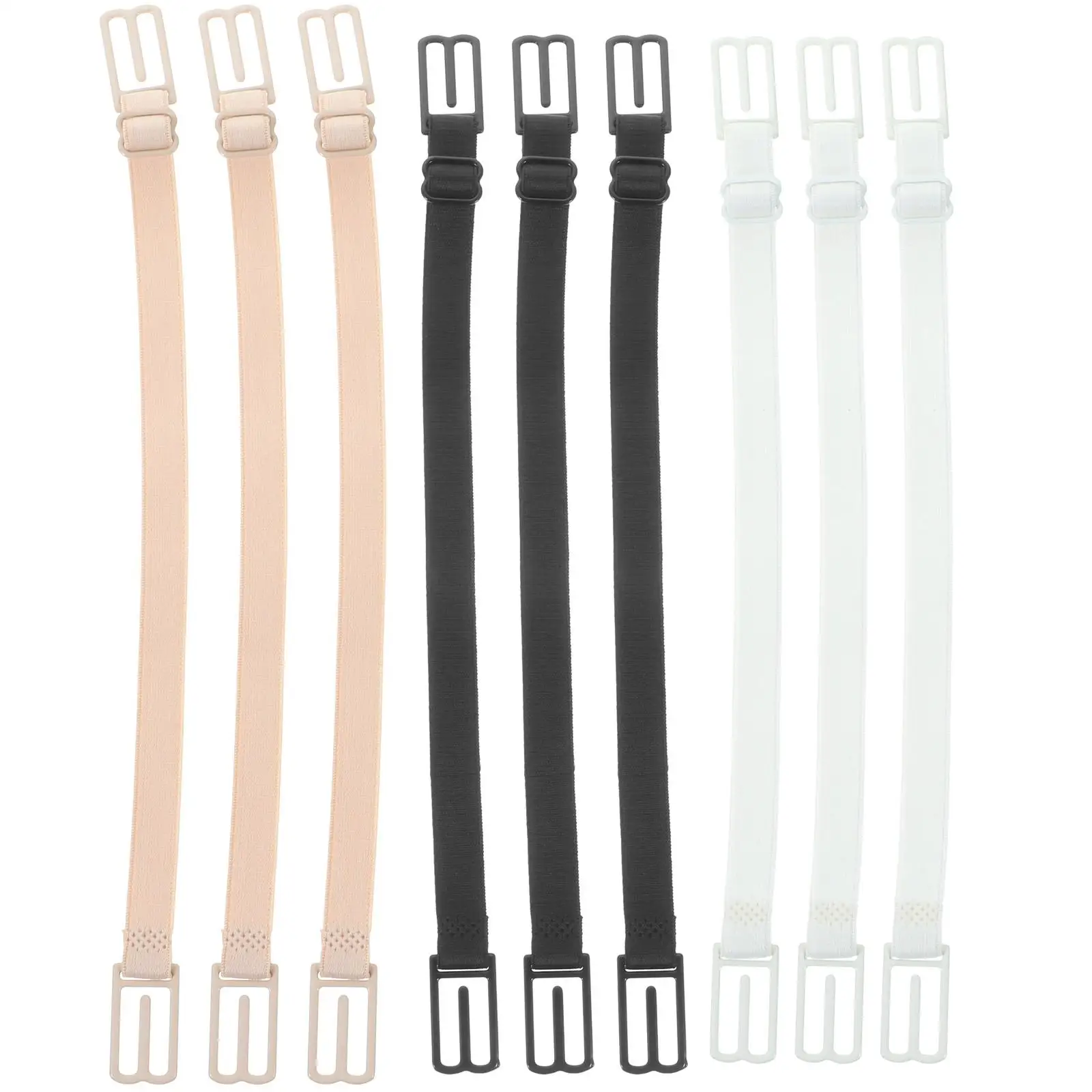 

12Pcs Anti slip Shoulder Straps Bra Extensions Adjustable White Clasps Polyester Sweat wicking Elastic Replacement