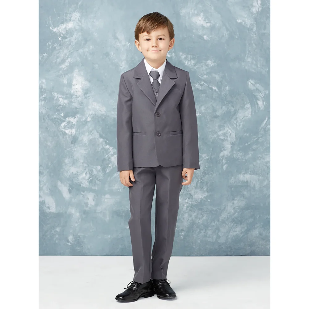Fashion Boy Suits Wedding Notch Lapel Single Breasted Child Kids Clothes Formal Costume Three Pieces (Jacket+Pants+Vest)