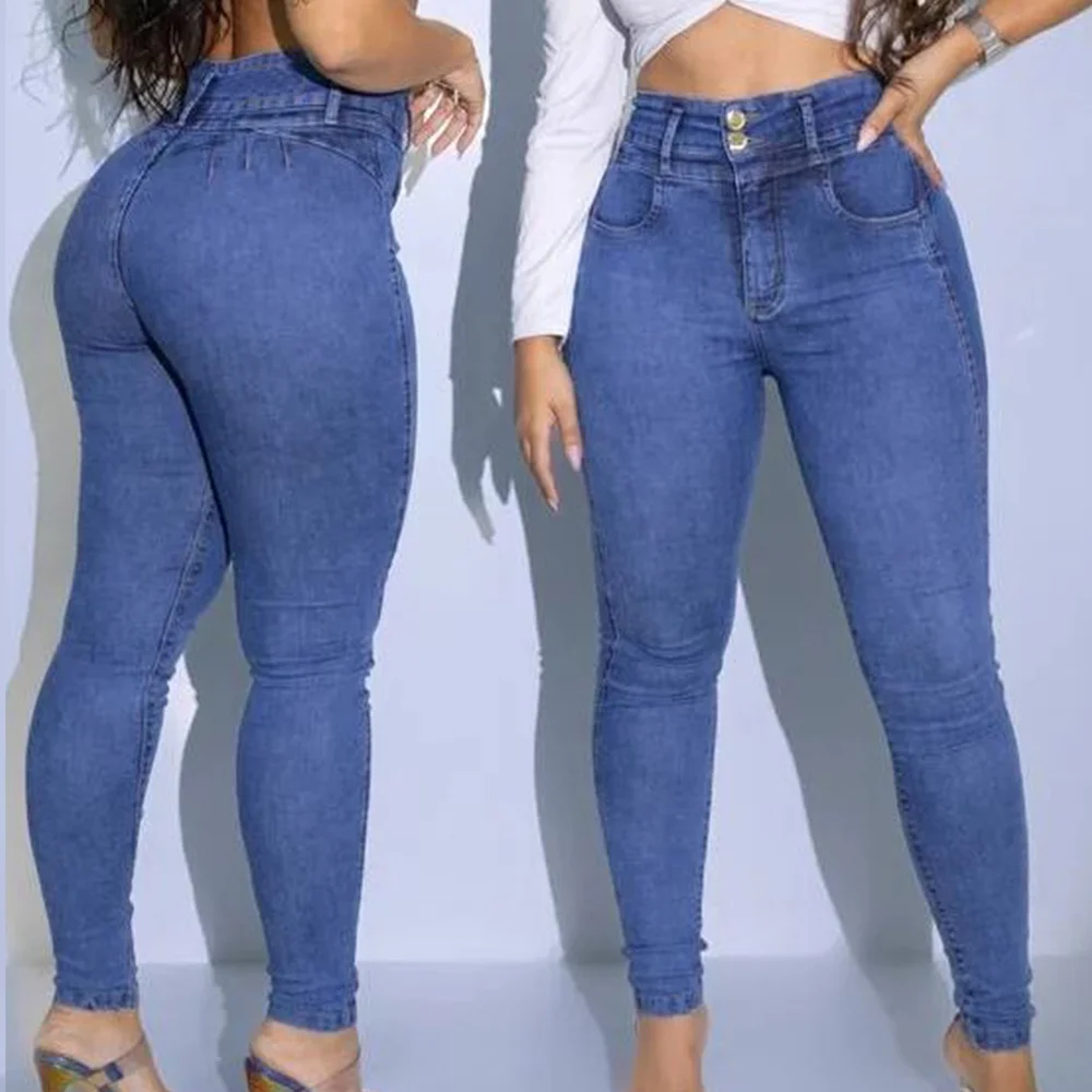 

2023 New Women Stretch Skinny Jeans Female Designer Elastic Scratch Denim Pencil Pants Jeans Streetwear Blue Fashion Sexy Jeans