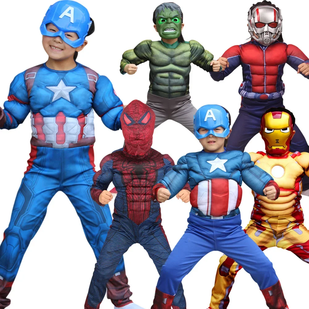 

3PCS/Sets Anime Movie Muscle Chest Hulk Superhero Captain America Costume Mask Props for Kids Party