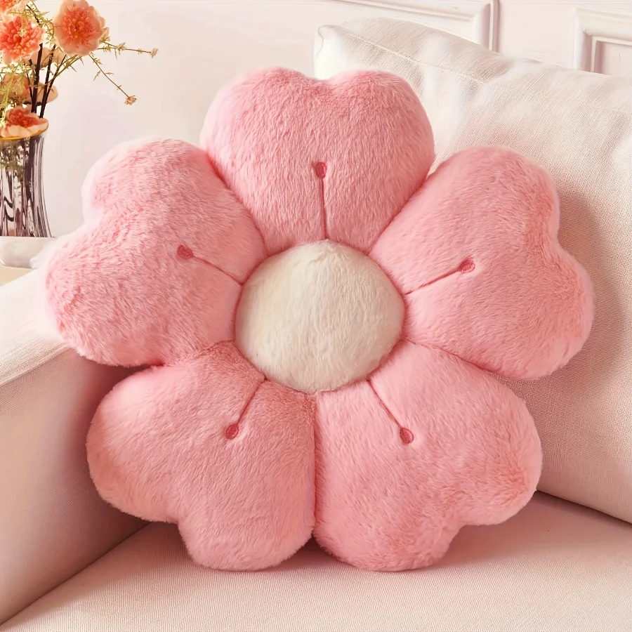 

Soft Plush Daisy Flower Throw Pillow - Cozy Decorative Cushion for Bed & Sofa, White/Pink, Adorable Floral Desig