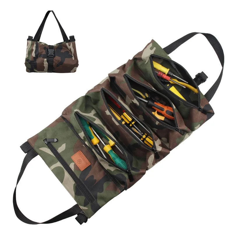 Multi-functional Canvas Tool Bag Strong and Durable Repair Car Tool Bag Roll Bag Portable Hardware Tool Storage Bag