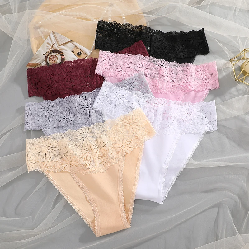 FINETOO 2Pcs Lace Sexy Underwear Women\'s Panties Lace Low Waist Panty Yoga Fitness Trackless Women\'s T-pants Intimates Lingerie