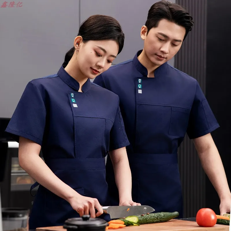 Summer Thin Breathable Mesh Short Sleeve Chef Jacket for Catering Hotel Restaurant Canteen Pastry Baker Workwear Kitchen Clothes