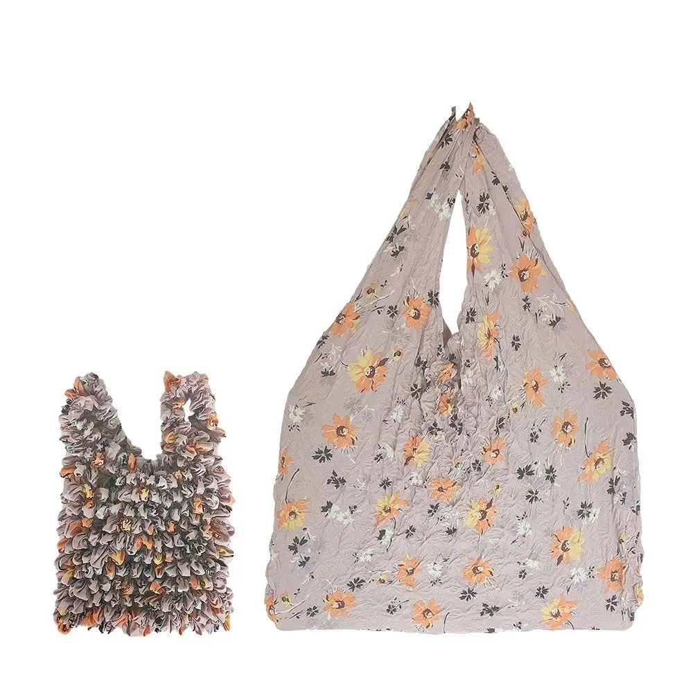 

Sweet Bubble Foldable Stretch Bag Expansion Elastic Handheld Shopping Bag Tote Bag Flower Floral Paddy Bag Women