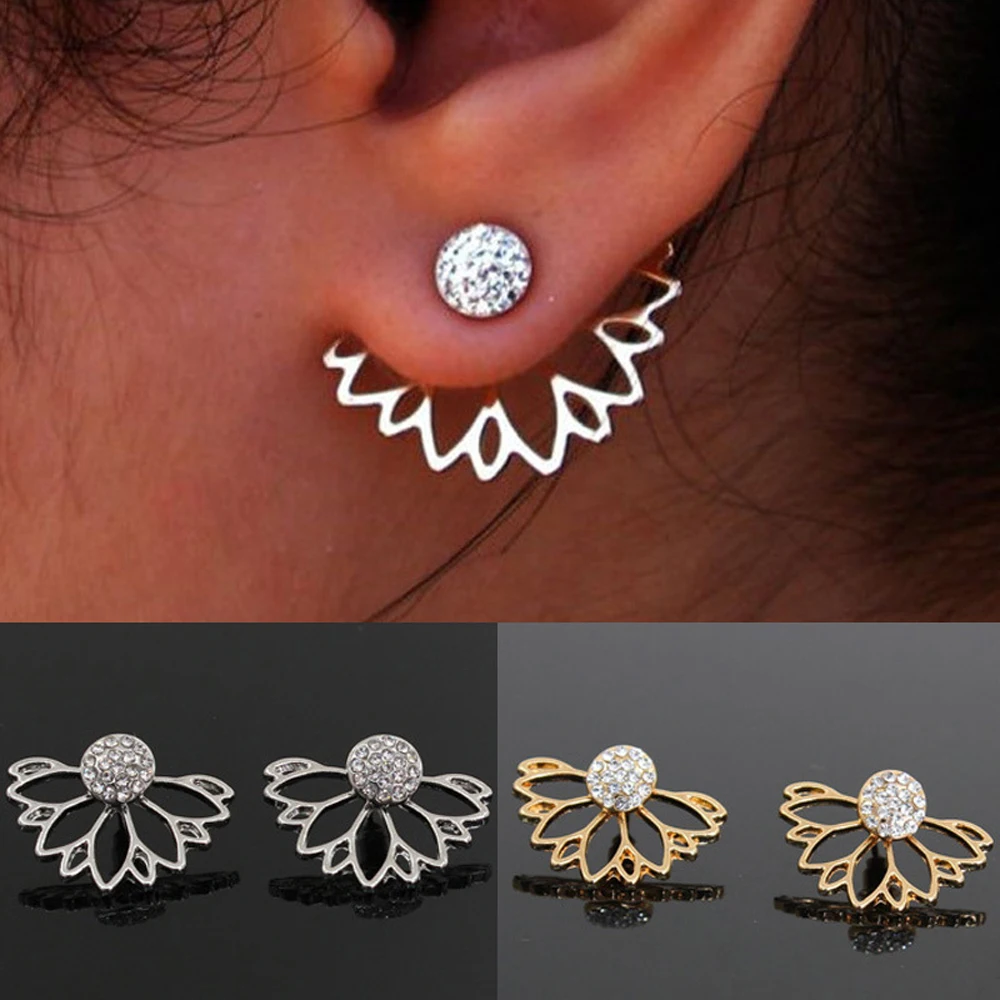 SUMENG 2024 New Crystal Flower Stud Earrings For Women Fashion Jewelry Simple Design Rhinestones Earring  Gifts