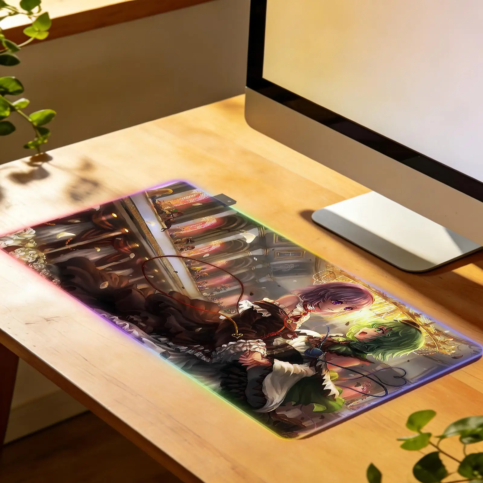 Anime-themed extra-large mousepad, gaming accessories, Komeiji Koishi keyboard and mousepad, RGB gaming desk mat, cute mousepad.