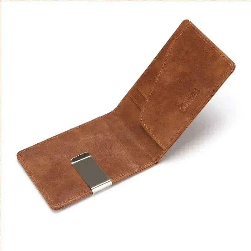 New Fashion Men Leather Money Clip Wallet Multifunctional Thin Card Purse Metal Cash Holder For Men Women
