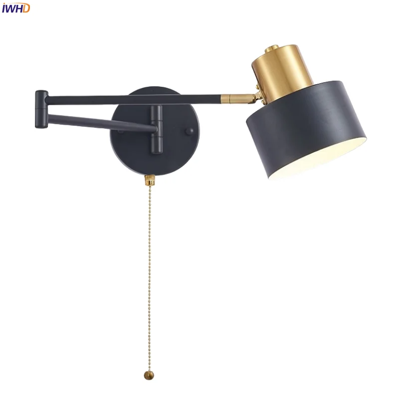 

IWHD Iron Art LED Wall Lamp For Bedroom Stair Kitchen Loft Living Room Decor Bathroom Mirror Light Nordic Modern Aplique Pared