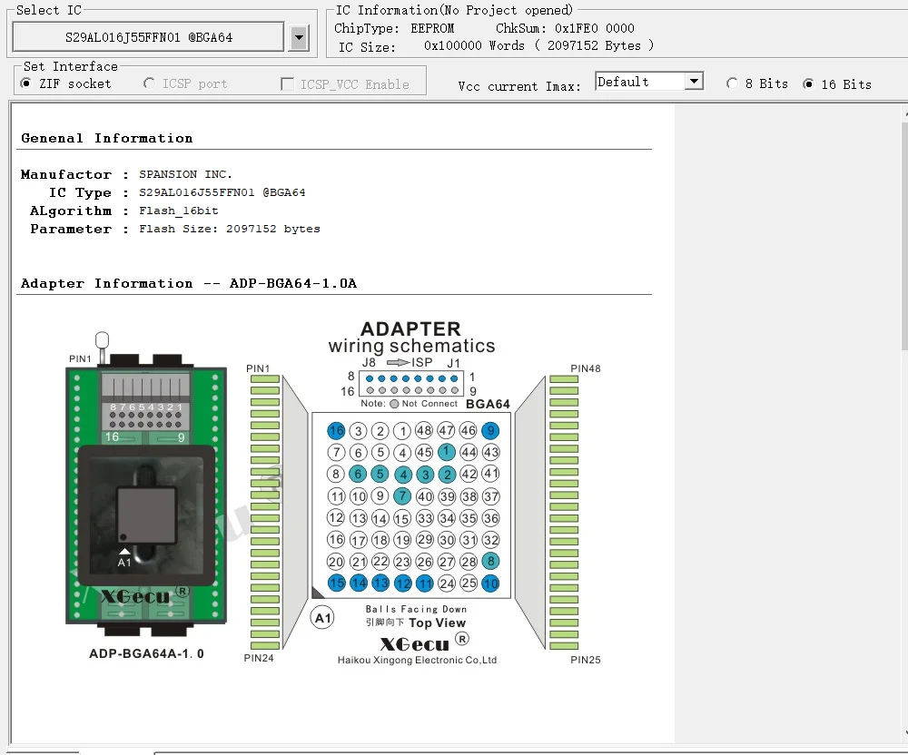 BGA64-DIP48 adapter IC socket (XG-ADP-BGA64A-1.0) only for T56 programmer