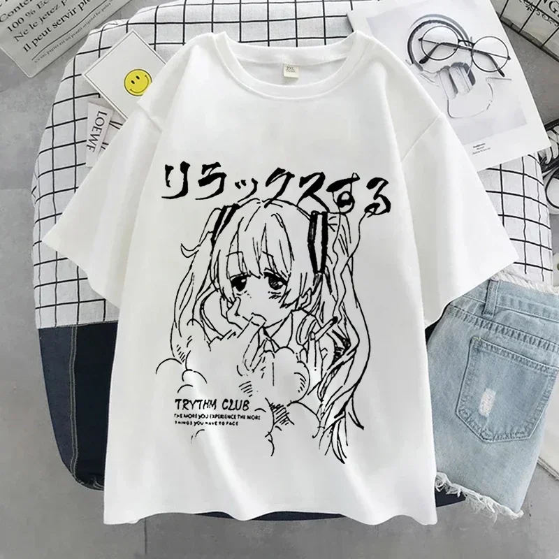 Kawaii Women T-shirt Harajuku Graphic T Shirts Print Anime Short Sleeve Y2k Oversized T Shirt Women's Clothing Top