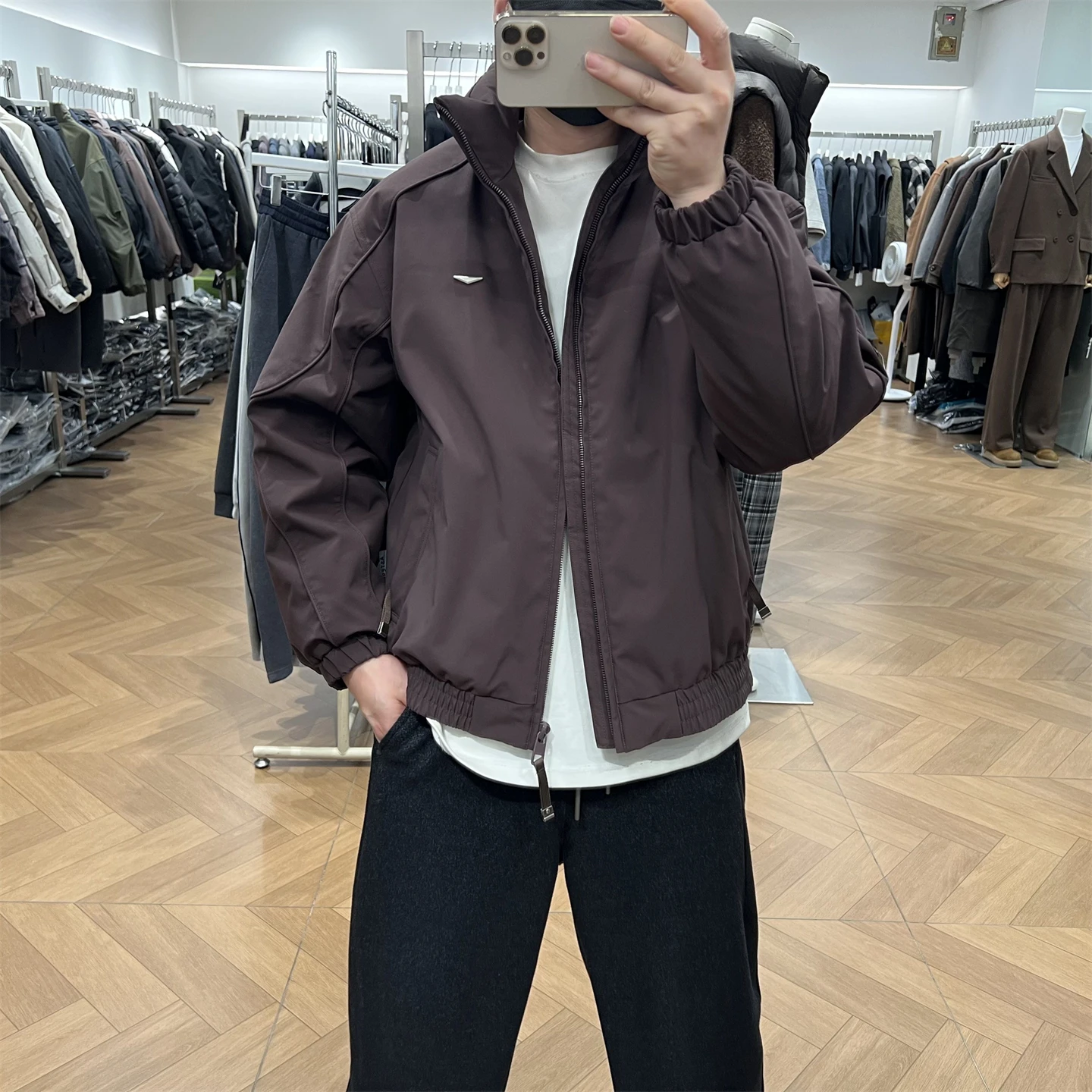 

Мужское пуховое зимнее пальто Jaet Monocular с вышивкой и воротником-стойкой, свободное зимнее пальто для поездок на работу, длинное свековое пальто на молнии...