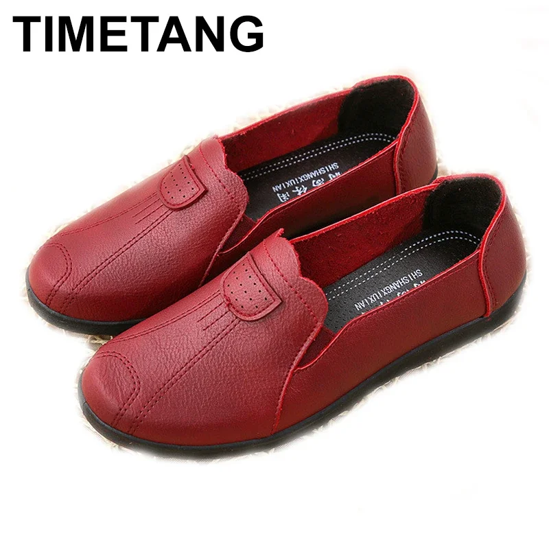 TIMETANGWomen shoes PU leather shoes for women soft mocassini mocassino donna Oxford shoes lace-up casual leather flat