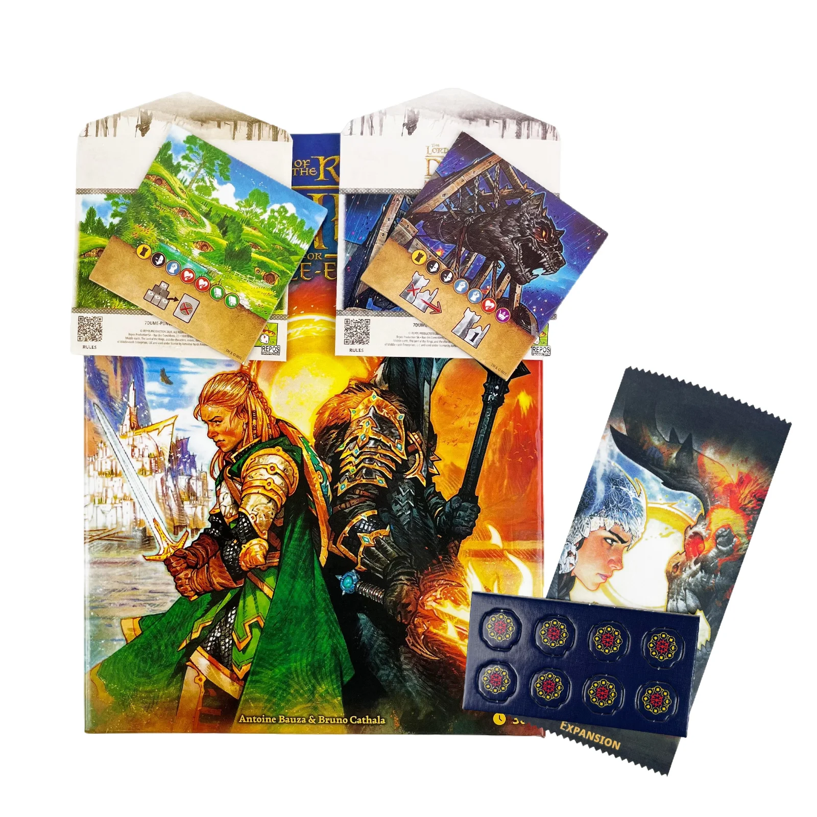 Juego de Mesa de Estrategia Duel Middle Earth Base Game, Tarjeta PROMO, Expansión ALLIES, Duelo para 2 Jugadores, Diversión para Partidas y Fiestas
