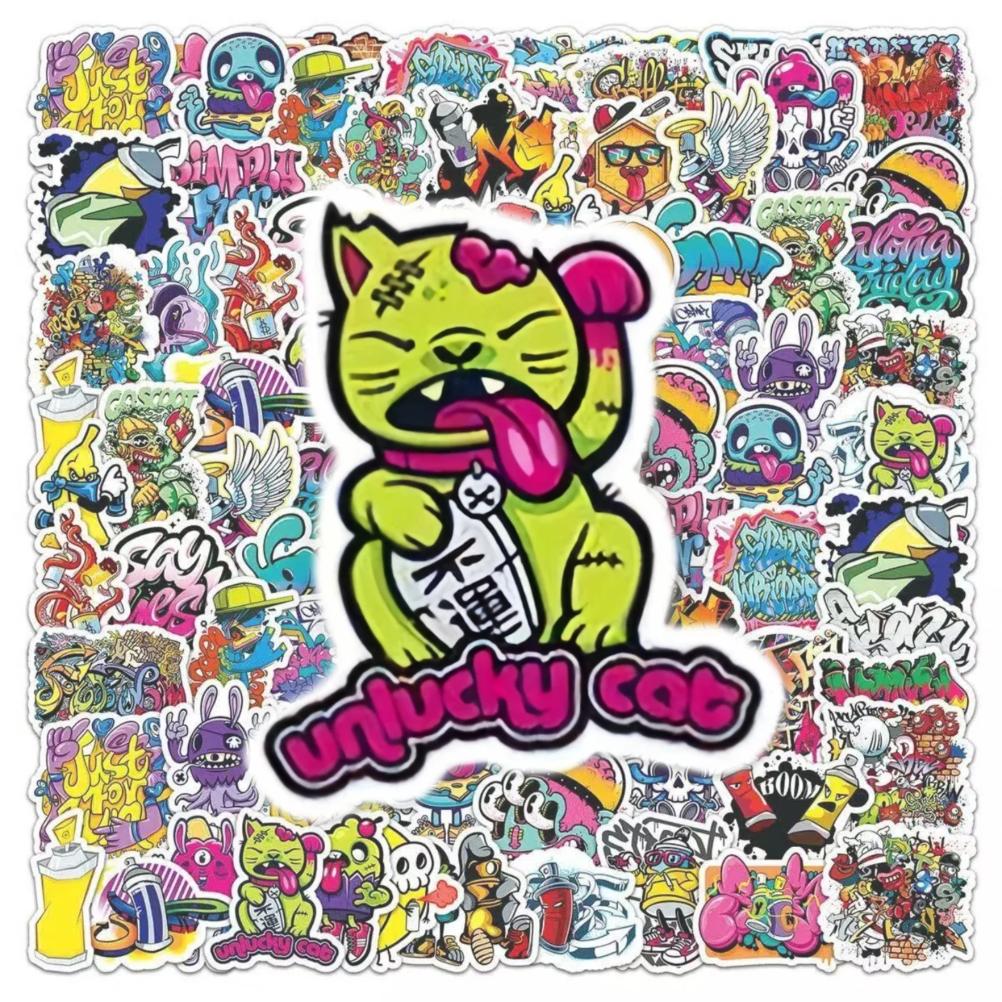 50PCS Trendy Cartoon Hip Hop Street Art Graffiti Stickers Waterproof Decals for Laptop Skateboard Luggage DIY Cool Stickers
