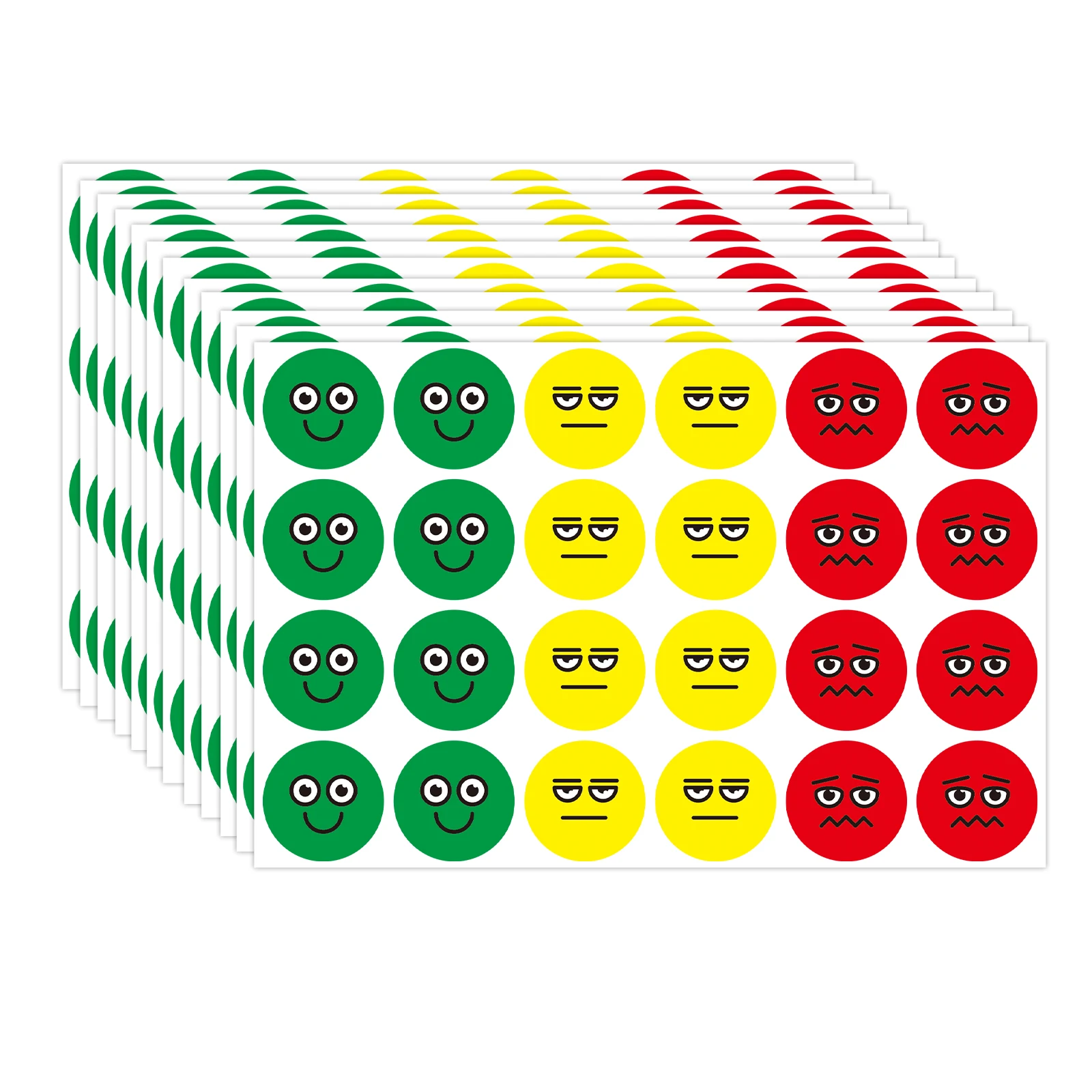 20 Large Sheets, 24 Stickers Per Sheet, 1 Inch/2.5Cm Per Sticker, Red, Yellow, Green Three-Color Emoji Round Stickers, Envelope Decoration Emoji Stickers, Suitable for Home and School, Notebook Three-Color Emoji Stickers, Mood Expression Stickers
