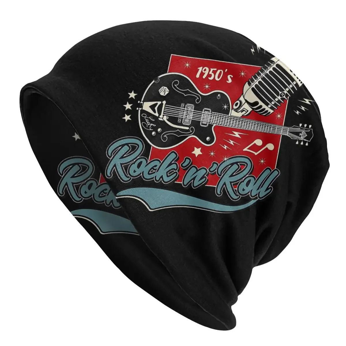 1950s Sock Hop Vintage Rock Roll Music Swing Greaser Rocker Autumn Female Warm Beanies Double Used Casual Bonnet Hats