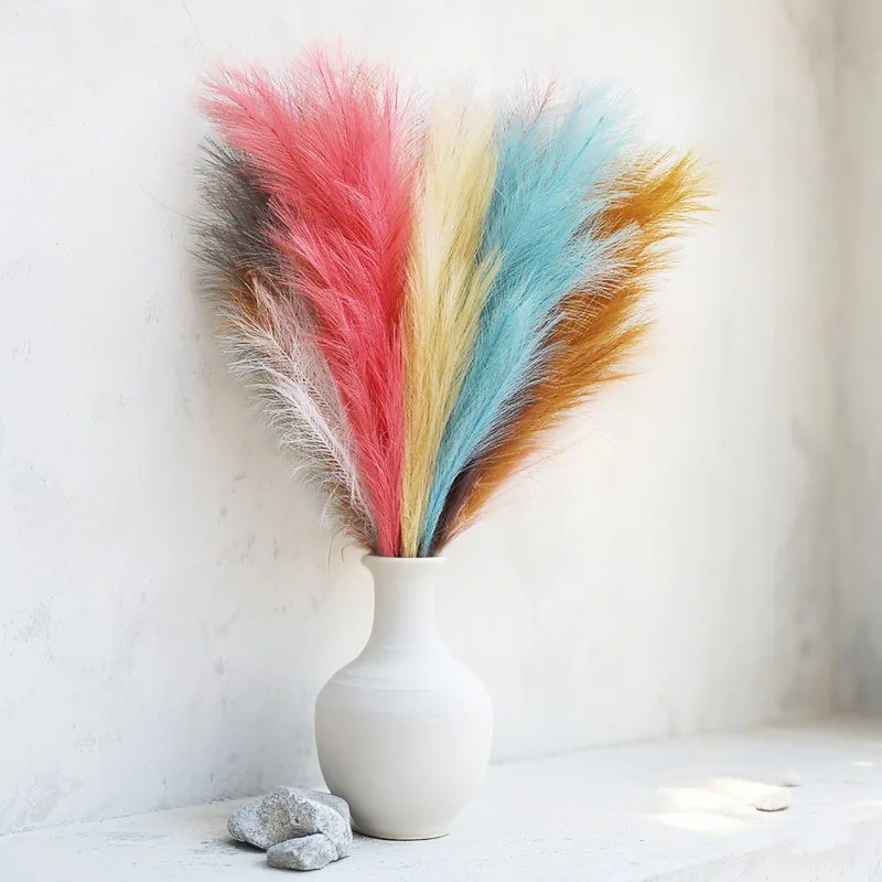 10pcs Faux Pampas Grass, Pampas Grass For Floor Vase, Pampas Grass Decor Tall For Vase Fillers, Boho Rustic Farmhouse Home Decor view 2