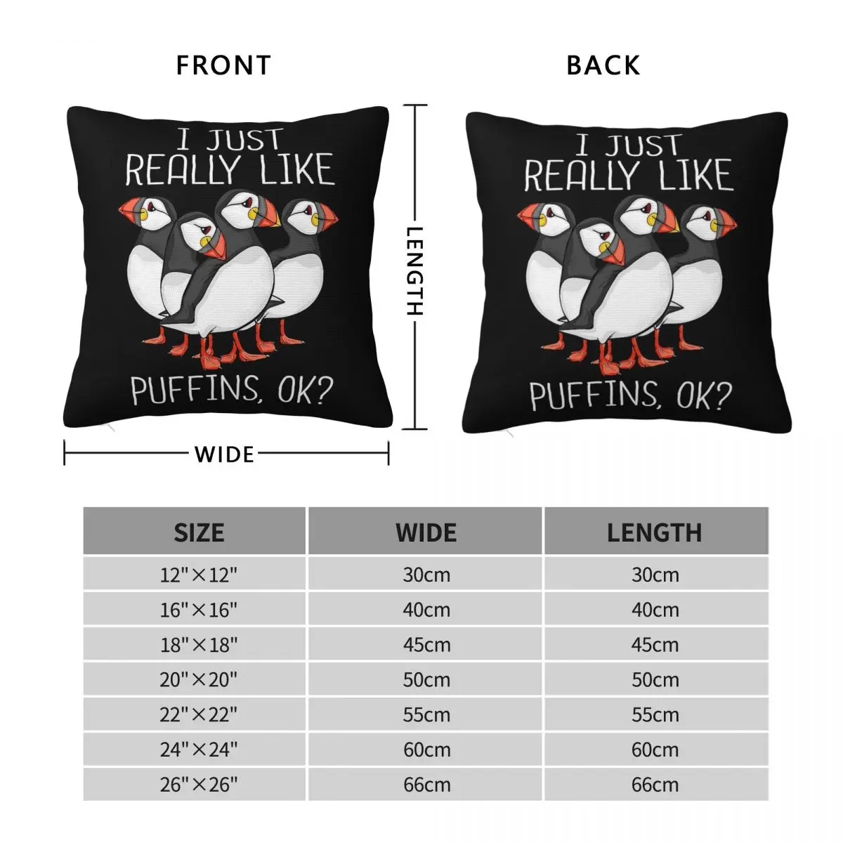 Atlantic Puffin Bird Square Pillowcase Polyester Linen Velvet Pattern Zip Decor Throw Pillow Case Bed Cushion Cover