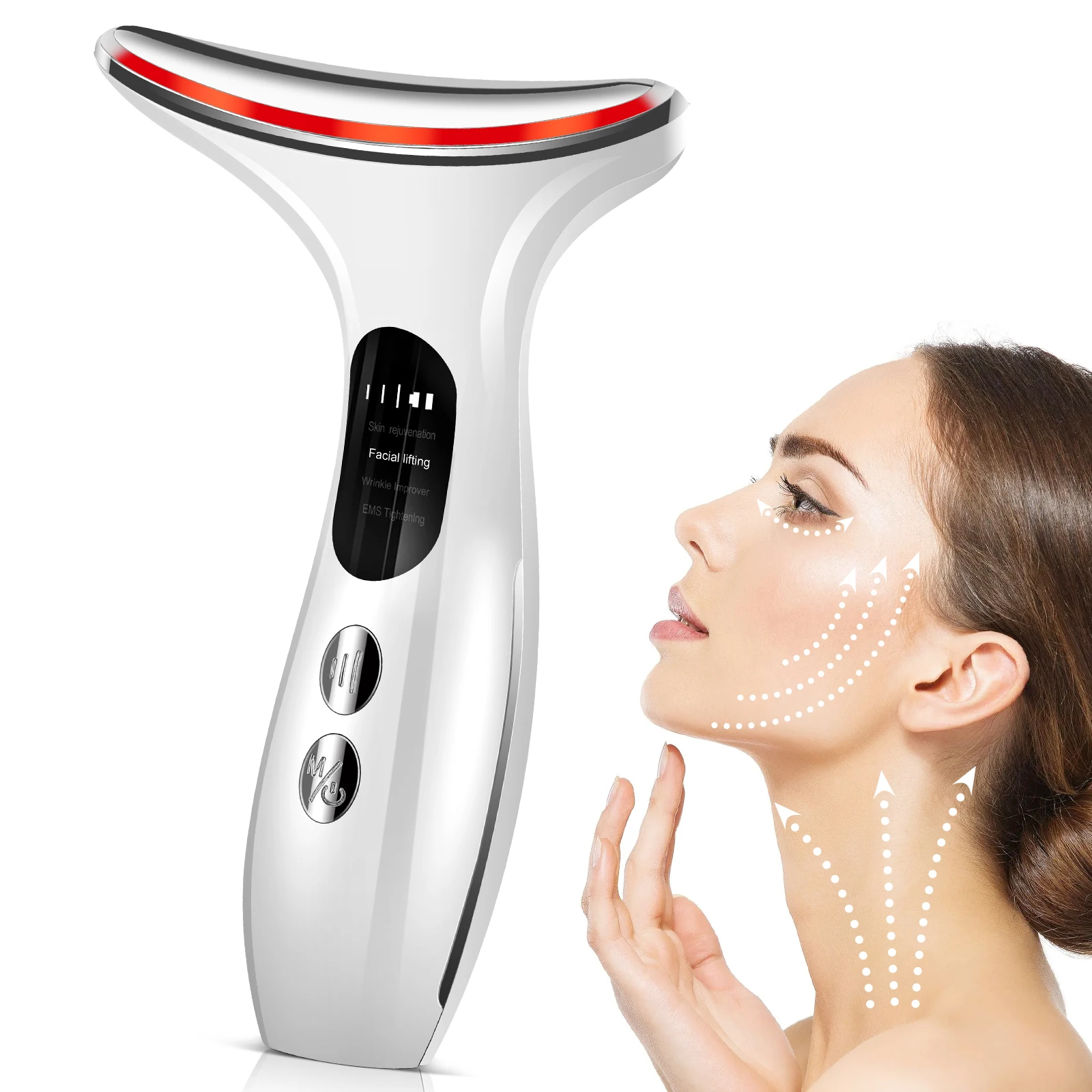 Face and Neck Lift Machine EMS Microcurrent 3 Colors Light Firming and Tightening Skin Anti Aging Massage Beauty Chin Reduce