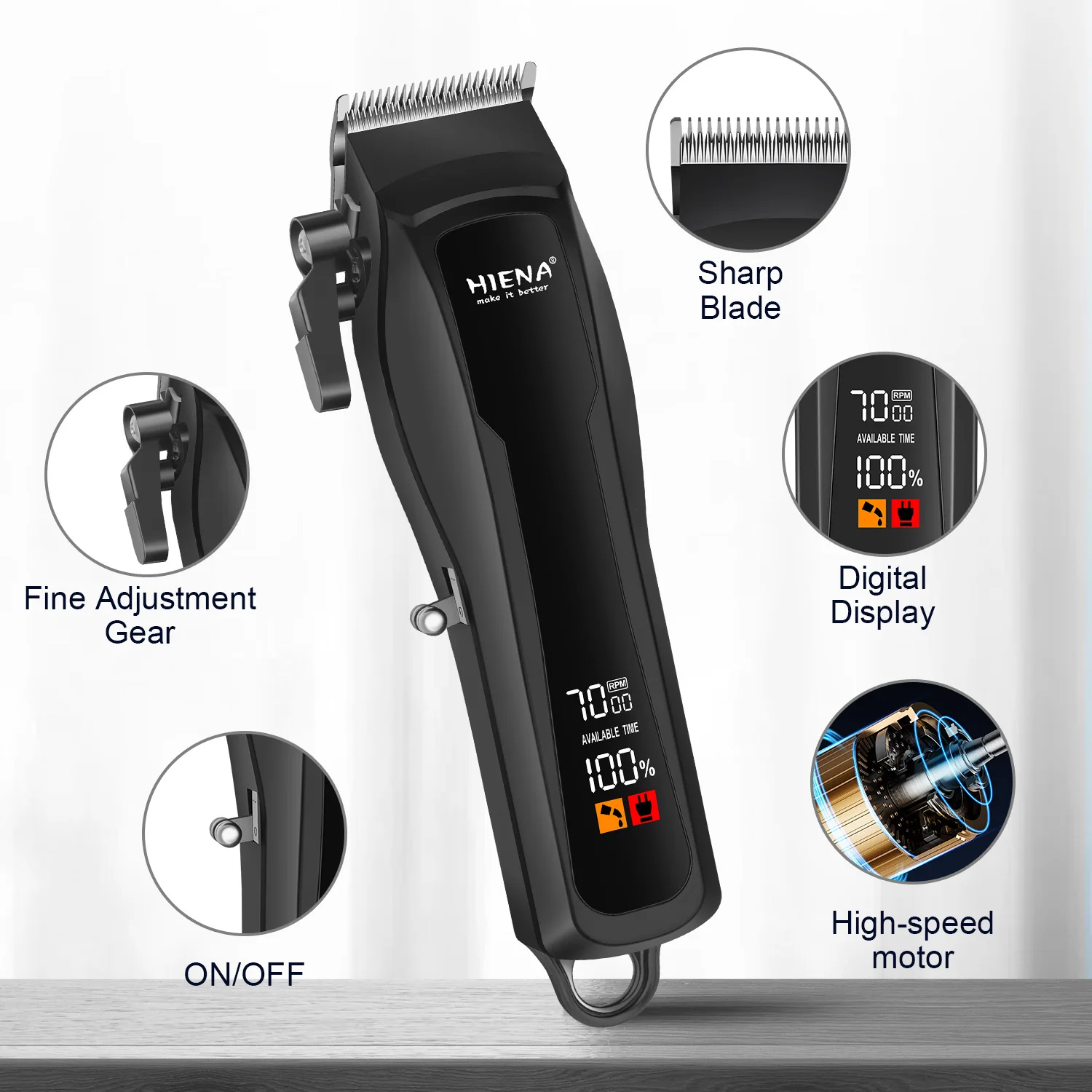 Hair Cutting Machine Professional Hair Clipper Beard Trimmer Barber USB Rechargeable Electric Cordless Trimmer for Men