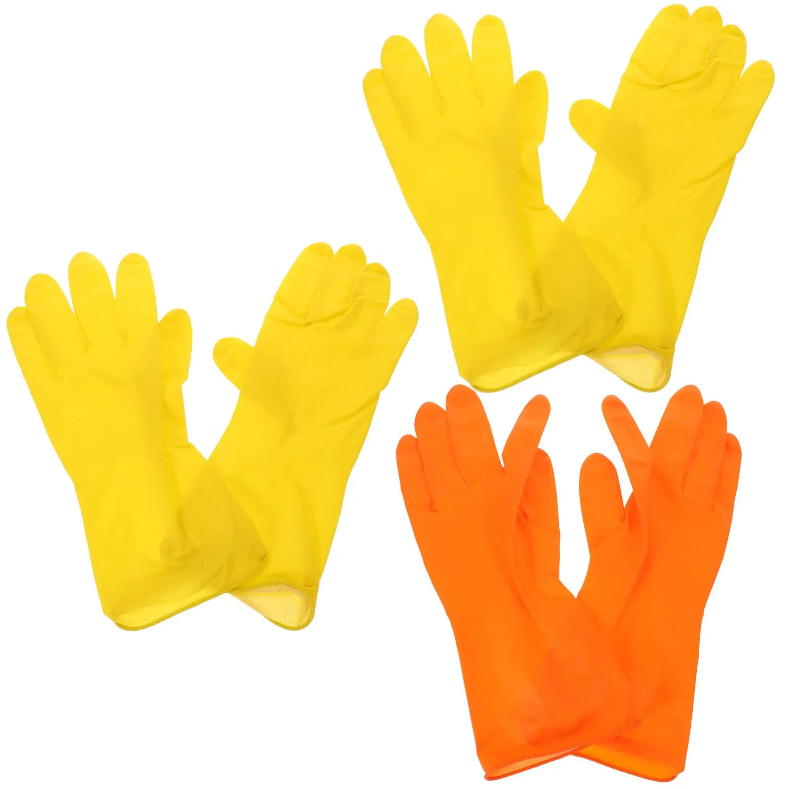 

3 Pairs Cleaning Gloves for Dishwashing Household Kitchen R om Color 40g Medium Size Oil Resistant Stain Proof Extended Cuffs