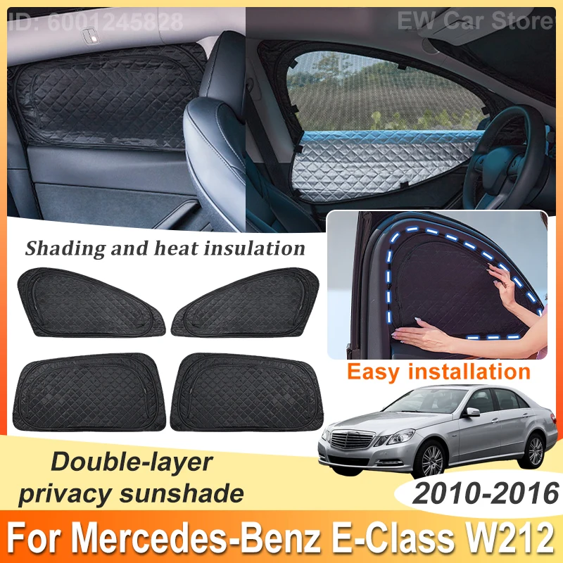 For Mercedes Benz E Class W212 Accessories 2010~2016 Saloon Car Double Layer Sunshade Privacy Sunscreen Window Mesh Shade Visors