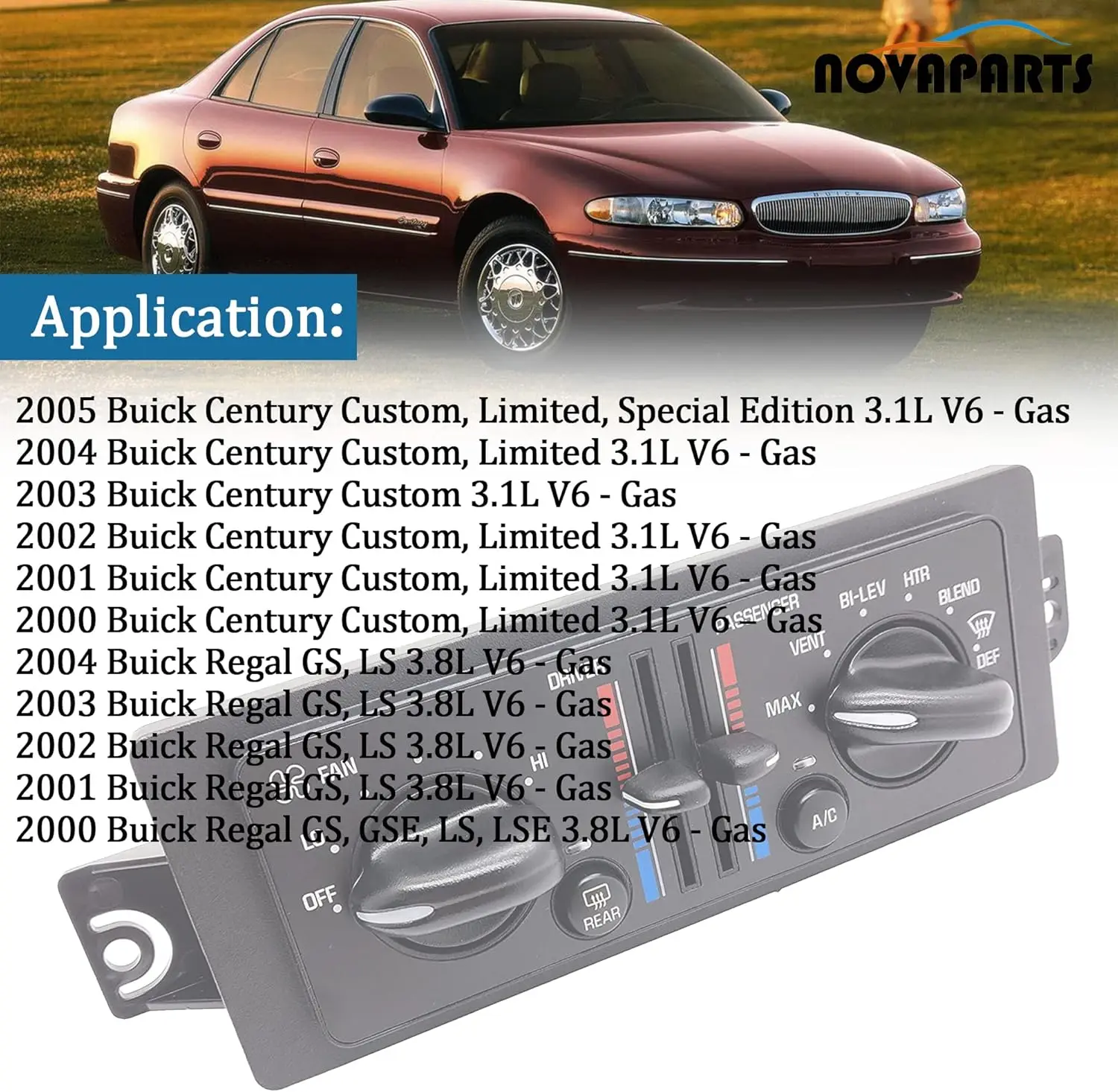 Klimaanlagen-Bedienfeld für Fahrzeuge OE 599-199 10308120 10447470 599199 Heizungs-Bedienfeld-Schalter passend für Buick Regal 97-04 – Detail 1