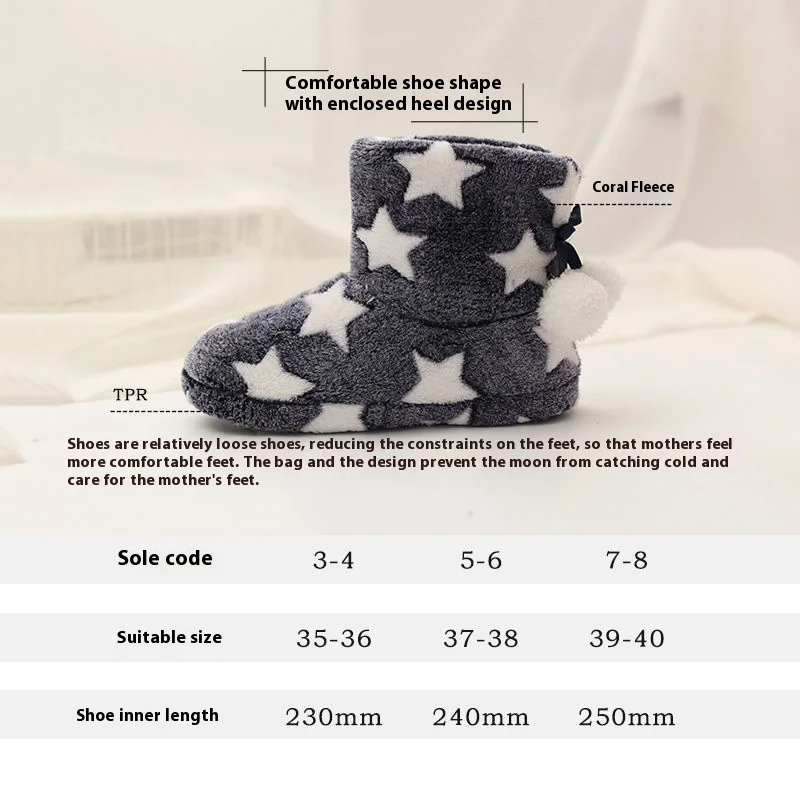 Winter Maternity Postpartum Maternity Shoes Autumn and Winter Bags and Indoor Cotton Boots Women's Winter Warm Plush Slippers