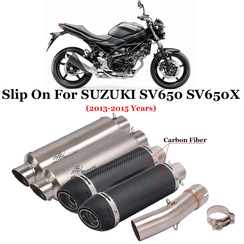 Slip On For SUZUKI SV650 SV 650 SV650X 2003 - 2015 Motorcycle Exhaust Escape System Modified Middle Link Pipe Moto Muffler Tube