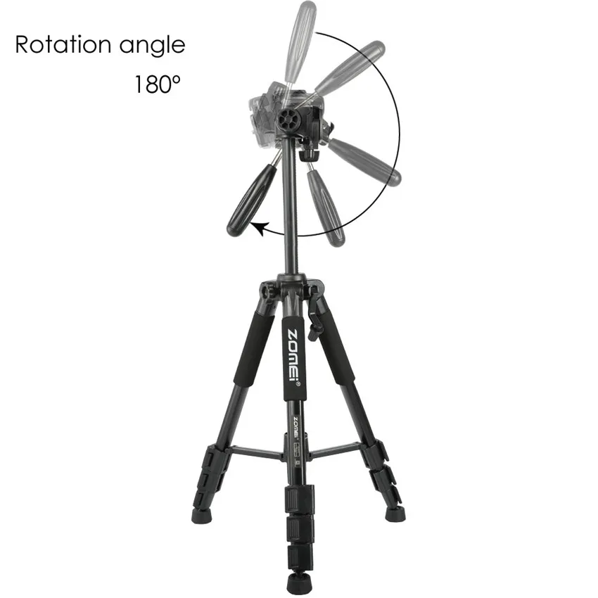 Q111 Professional Aluminum Alloy Camera Portable Travel Tripod Pan Head for Canon Nikon SLR Gift Strap & Phone Holder