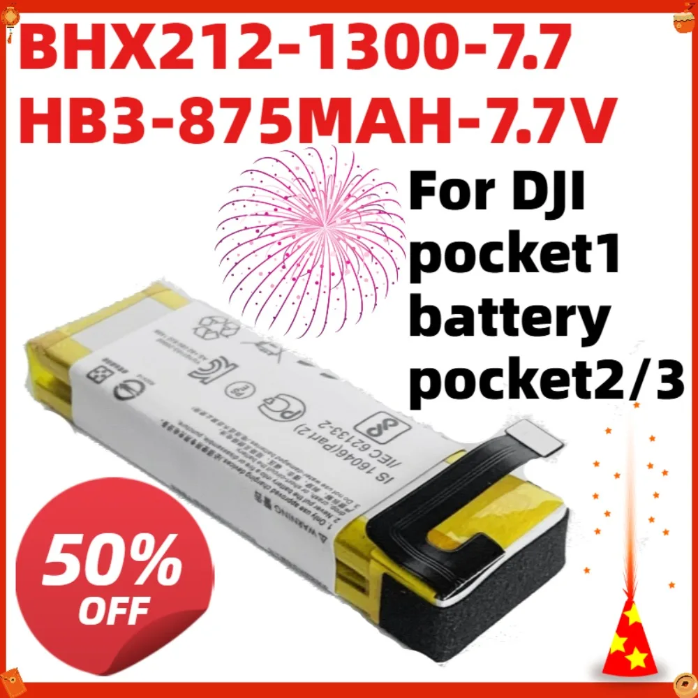 BHX212-1300-7.7 HB3 -875MAH-7.7V Replacement Battery For DJI Osmo Pocket 1 Pocket II Pocket 2 3 2ICP5/22/67 Camera Accessories