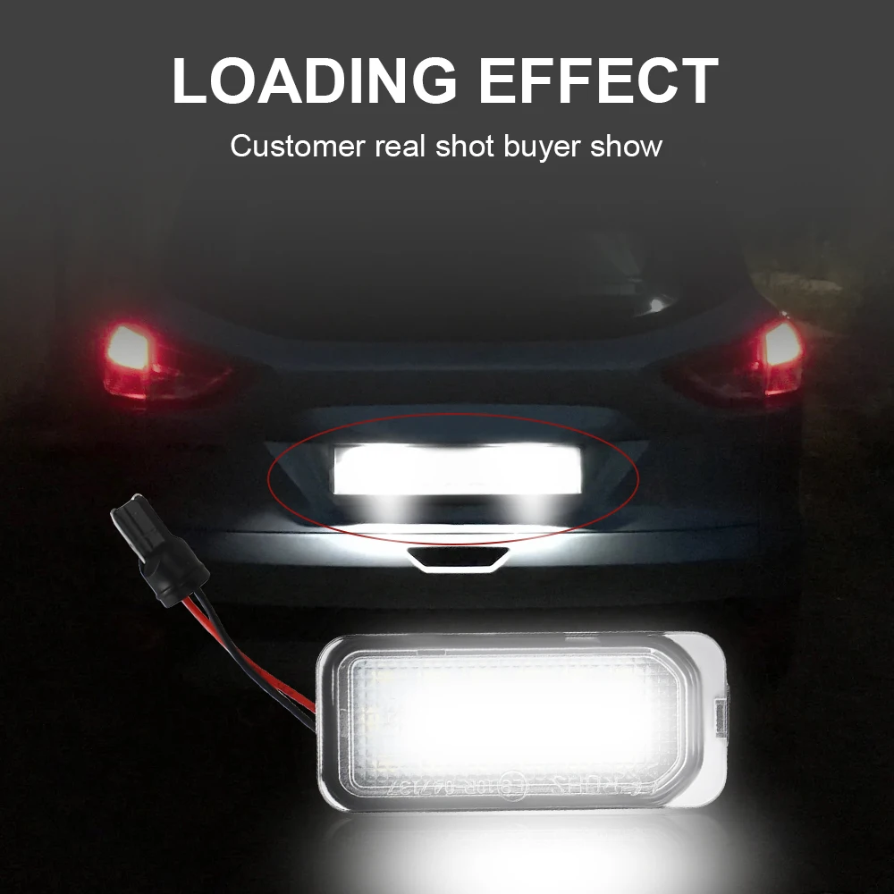 A pair License Plate Light 12V LED Number Signal Lights Waterproof License plate Lamp For Ford Focus MK2 DA3 5D