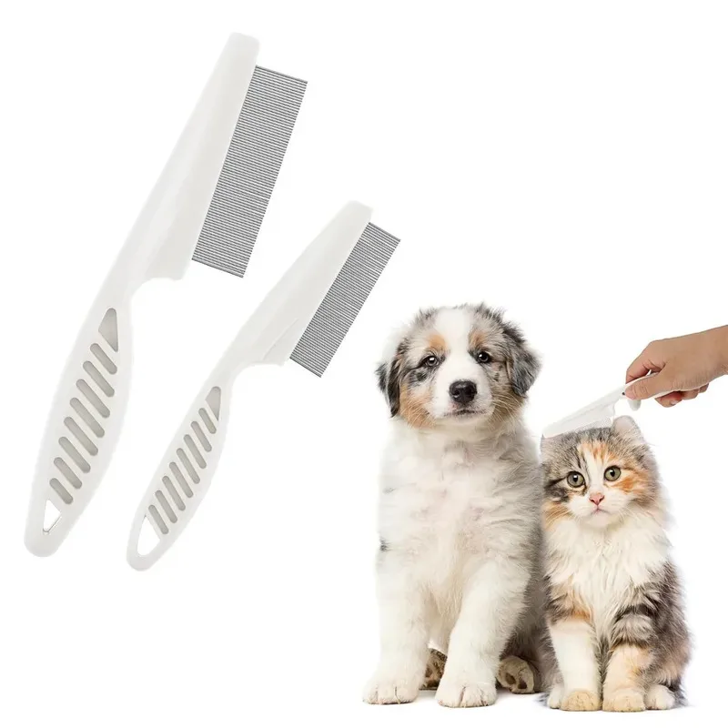 Stainless Steel Fine Tooth Comb  Puppy Cat Hair Grooming Brush Dog Flea Louse Shedding Tools Cat Dog Bath Cleaning Supplies