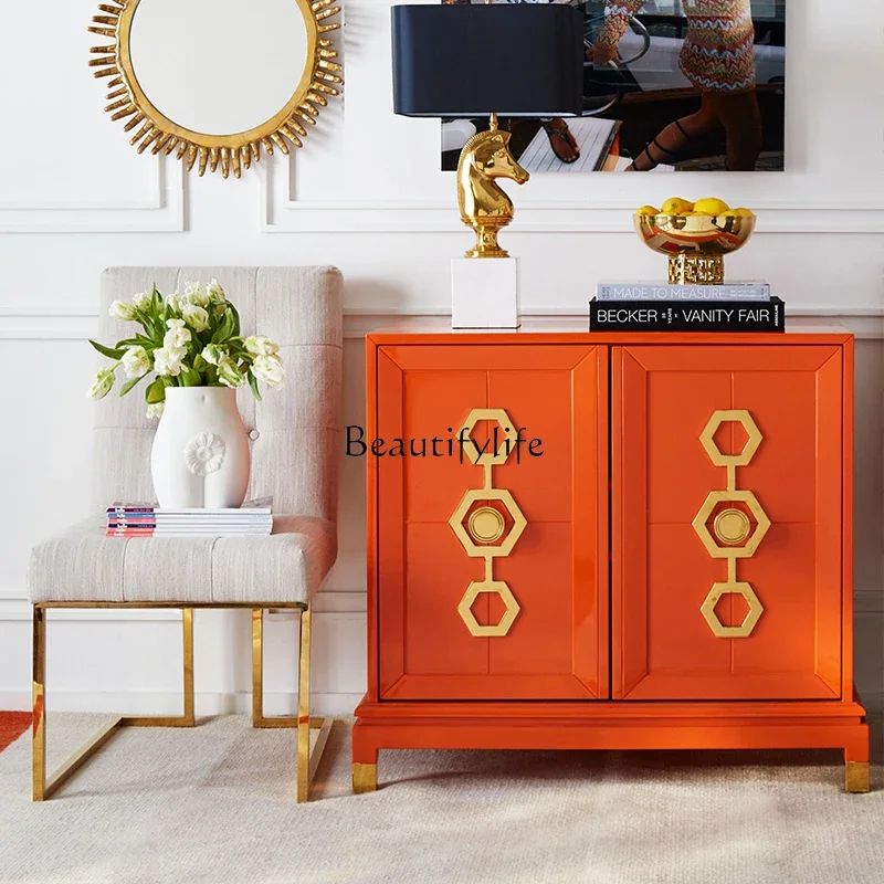 LXAmerican خزانة تخزين خشبية فاخرة خفيفة متعددة الطبقات من الخشب الصلب وباب ضيق وخزانة جانبية SSS #2