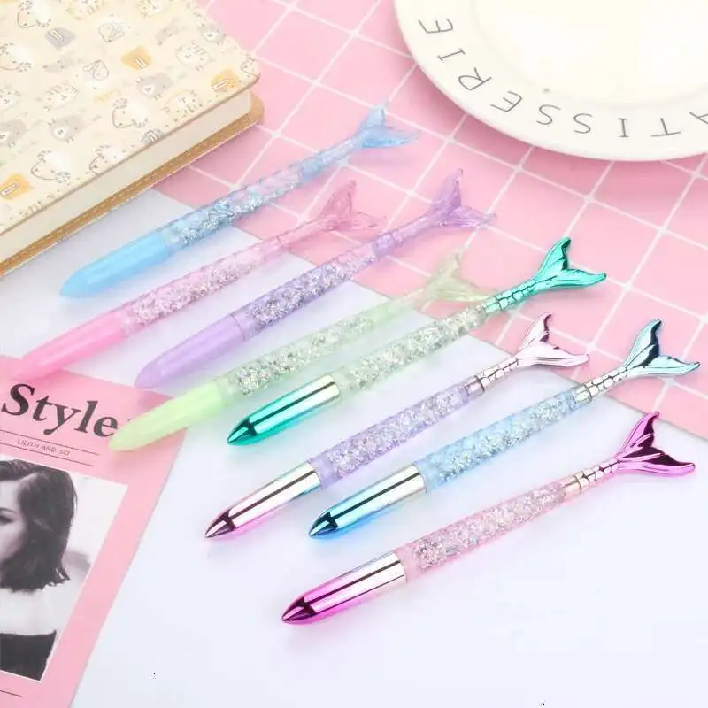 1 Stück süße Meerjungfrau Gelstifte Kawaii Treibsand Griff glänzend Schule Bürobedarf Schreibwaren Geschenk lustig hübsch japanisch koreanisch – Detail 2