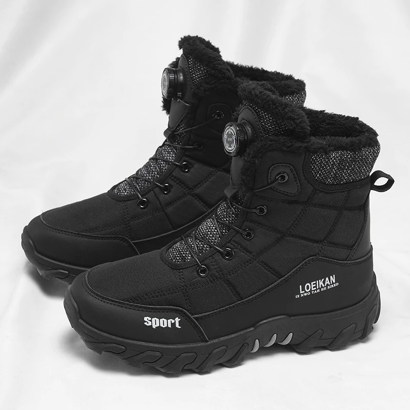 2025 Winter New Style High-Top Men's Fleece-Lined Thickened Comfortable Snow Boots - Outdoor Versatile Warm Shoes & Fashionable