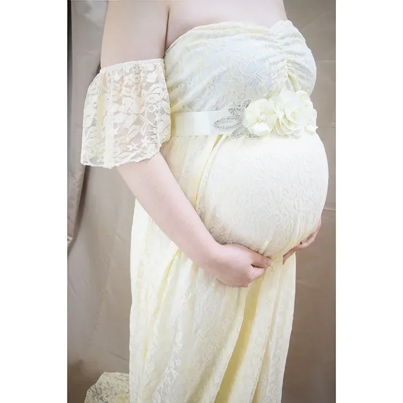 Suknie ciążowe dla sesja zdjęciowa sukienki dla kobiet w ciąży kobiet sukienka Baby Shower ciazowa fotografia ogona sukienka ziemia koronka