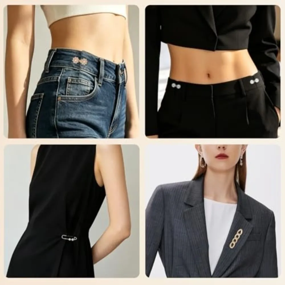 6/8/10/12/16pcs Metal Waist Tightener Flower Butterfly Shape No Sewing Jean Waist Pin Adjustable Waistband Cincher for Skirts
