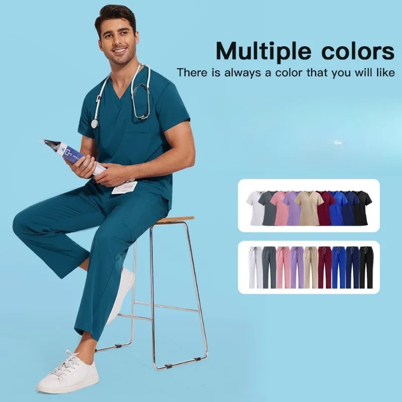 

Комплект медицинской униформы унисекс - быстросохнущая, повседневная, комфортная рабочая одежда для врачей, медсестер и персонала больниц