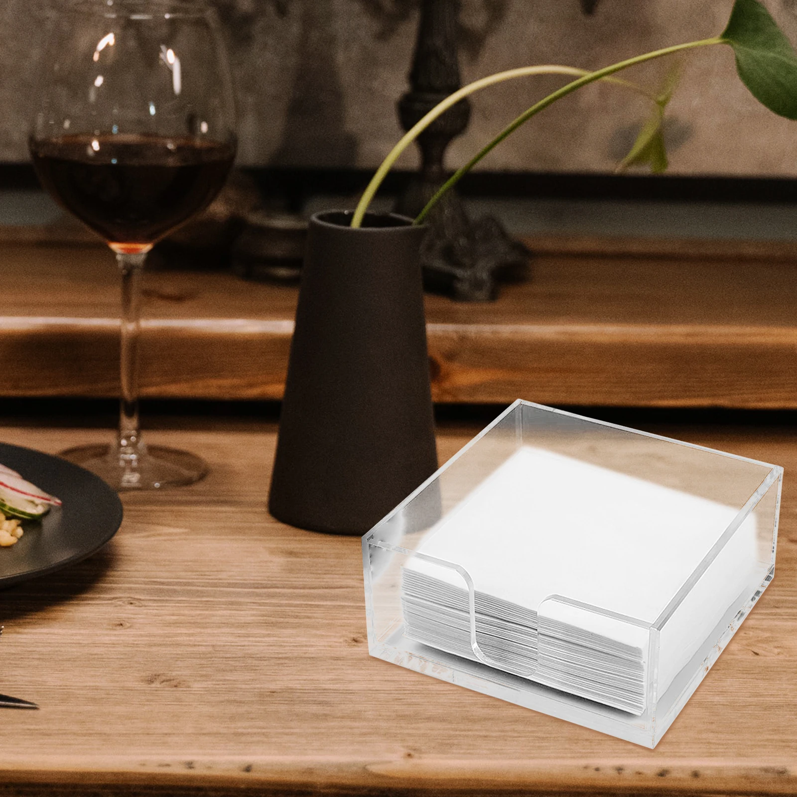 

European Style Napkin Holder Clear Acrylic Tabletop Dispenser For Kitchen Bar Restaurant Napkin Storage Organizer Tissue Box
