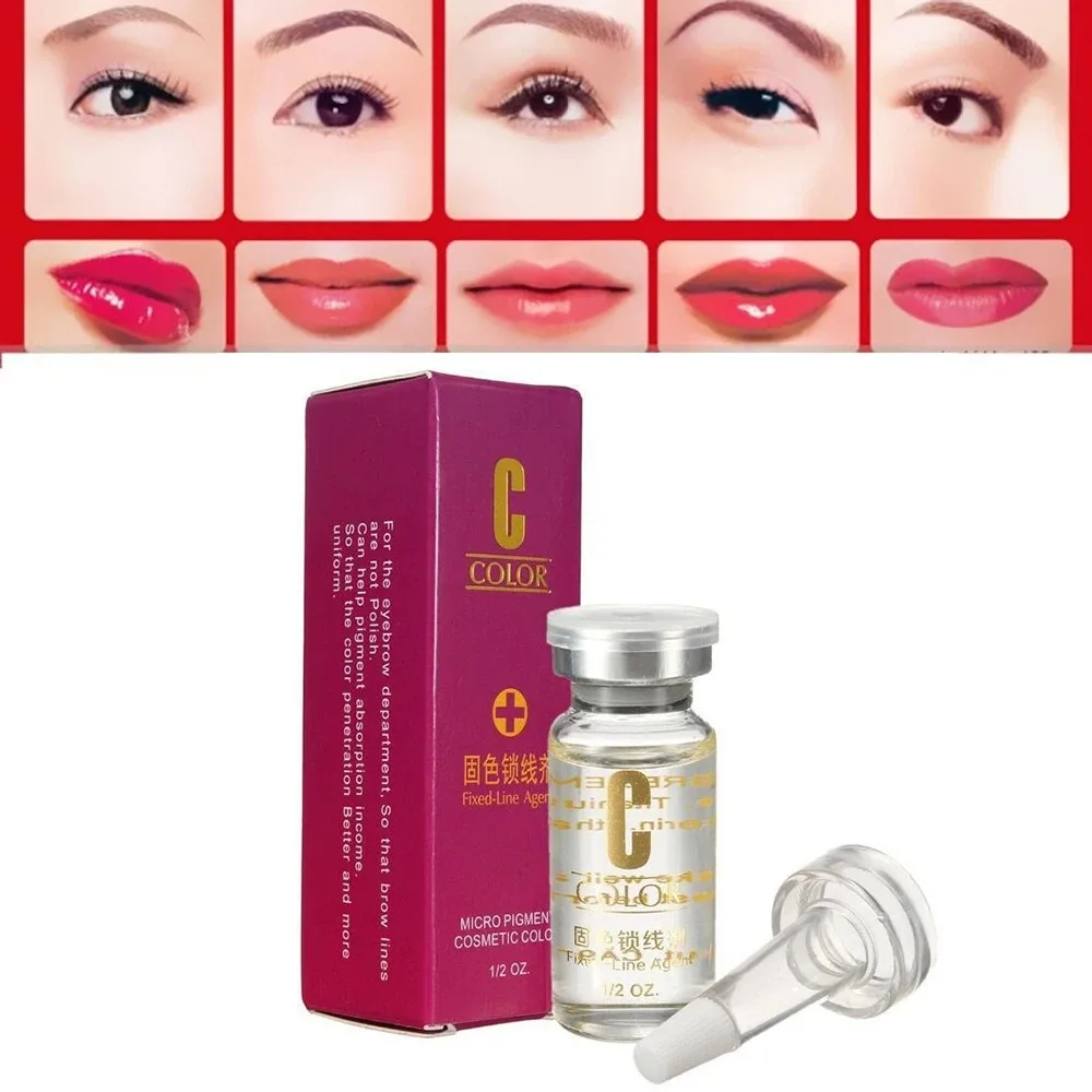 Agente Fixador de Pigmentos Microblading para Arte Corporal, Tinta de Maquiagem Permanente, Assistência Tatuagem Sobrancelha e Lábios, Linha Fixa Líquida, 15ml