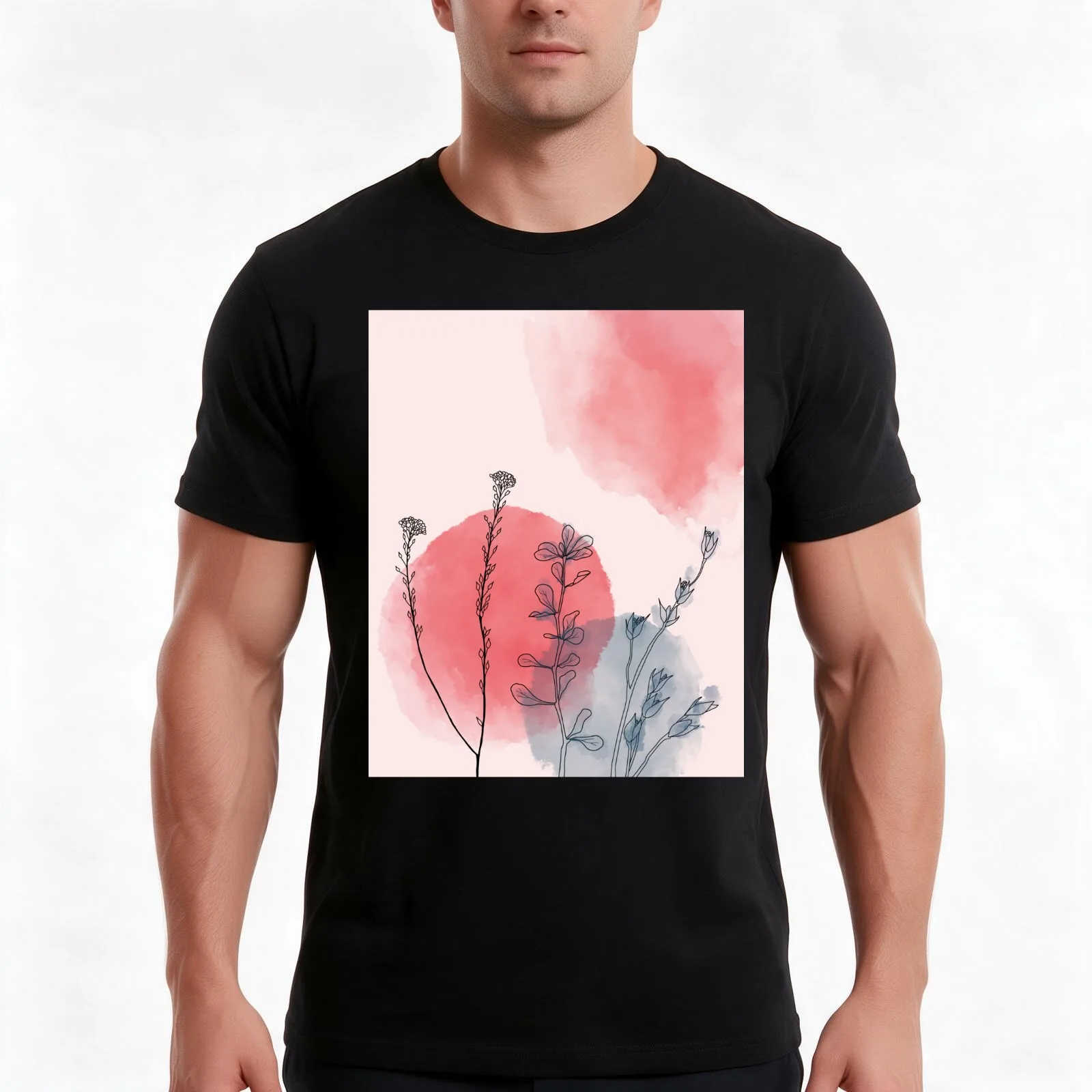 Little flowers and watercolor T-Shirt, Summer Casual Cotton Tee, Oversized Streetwear Tops, Vintage Graphic Print, 100% Cotton